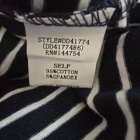 WOMENS DAVI AND DANI KNIT SHIFT ALINE DRESS NAVY WITH WHITE STRIPES SIZE SMALL - Picture 7 of 8